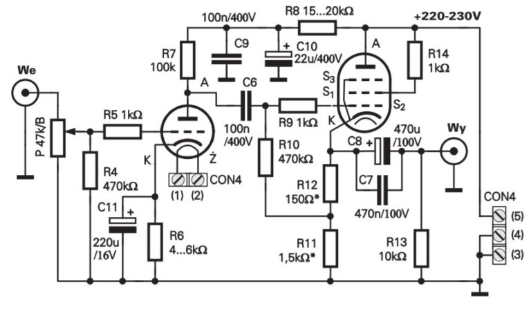 Ламповый усилитель для наушников 6н6п схема